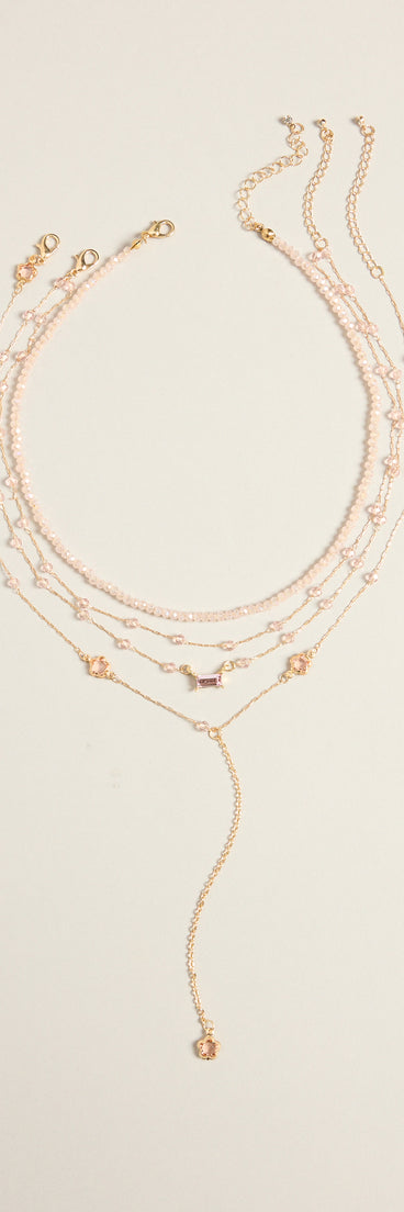 Soft Focus Beaded Layered Lariat Necklace Set