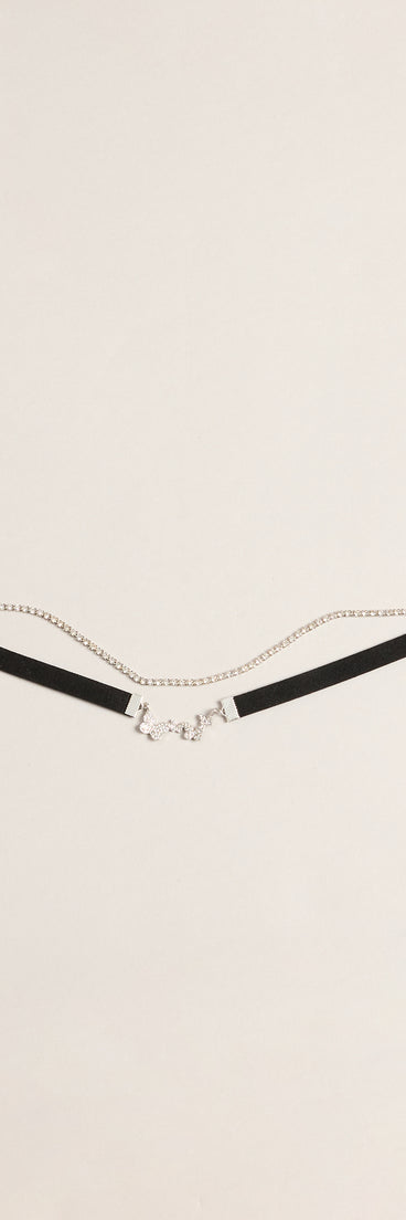 Double Take Rhinestone Butterfly Choker Set