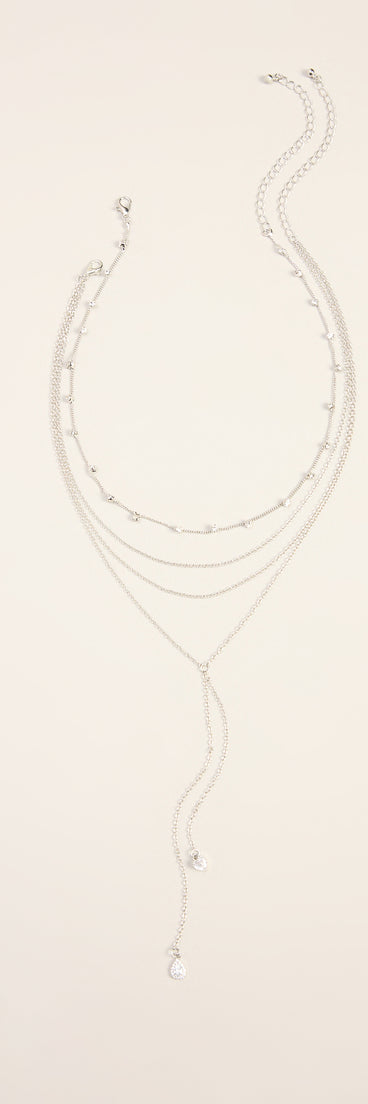 Chain Reaction Rhinestone Layered Lariat Necklace