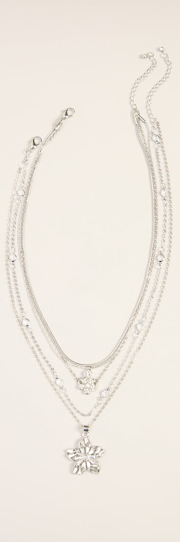 Flower Crush Rhinestone Layered Necklace