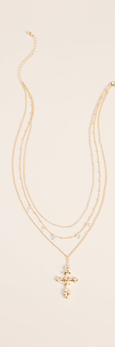 Charmed & Chic Layered Cross Pendant Necklace