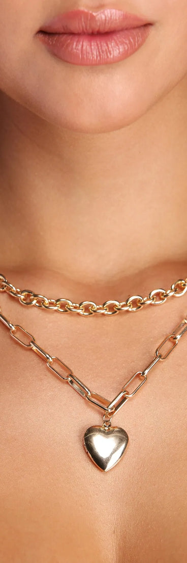 Heart Locket Necklace Set