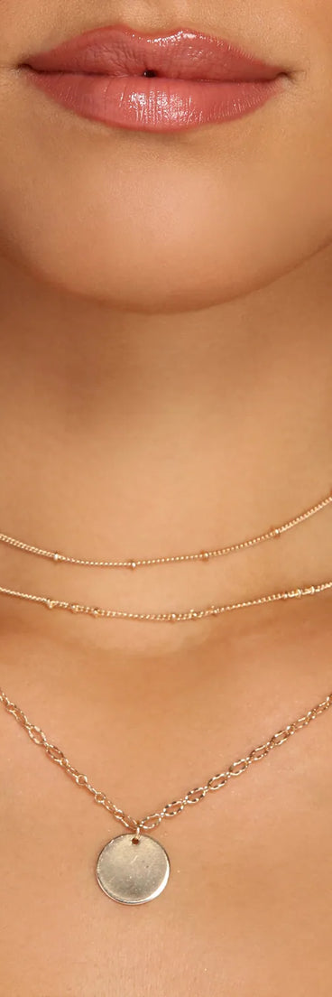 Three Times Charmed Disc Necklace