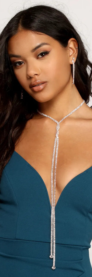 A Twist Of Rhine Lariat Necklace Set