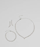 Celebrate in style with the All In The Shine Necklace Set, a silver formal wedding guest dress featuring an elegant silhouette and luxe details, perfect for a black-tie celebration.