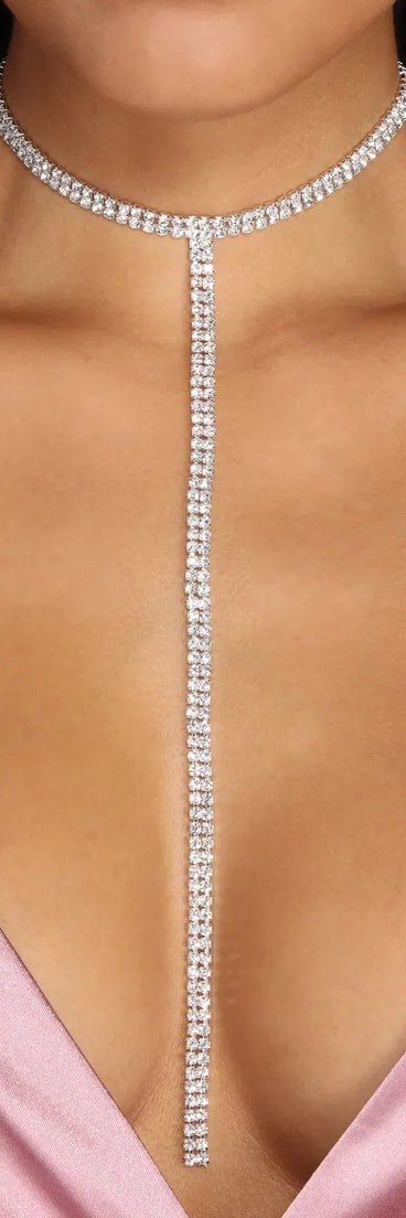 Rock On Rhinestone Lariat Necklace