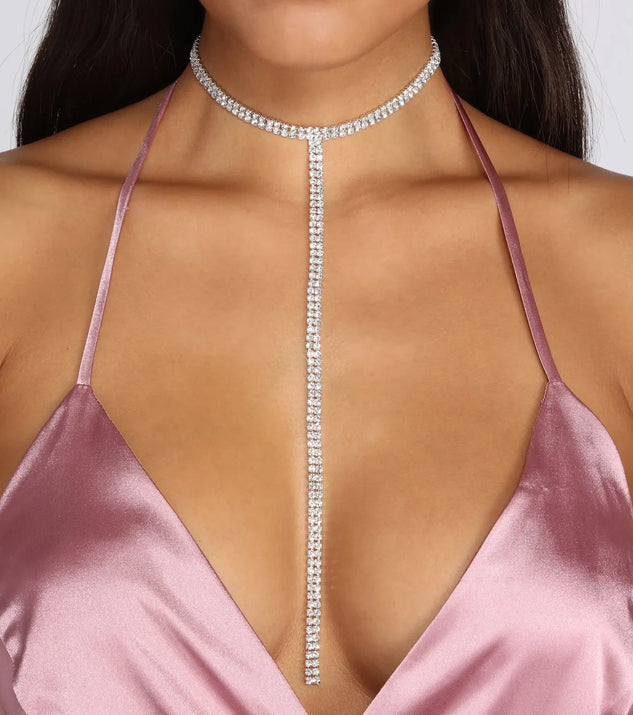 Rock On Rhinestone Lariat Necklace