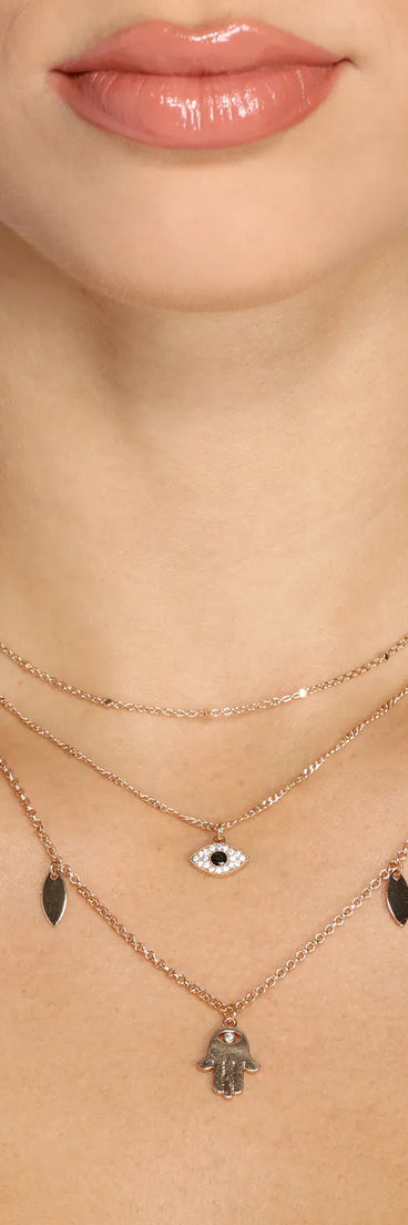 Third Eye Cubic Zirconia Layered Necklace