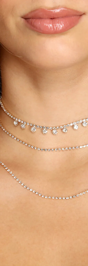 Layers Of Luster Rhinestone Choker Set