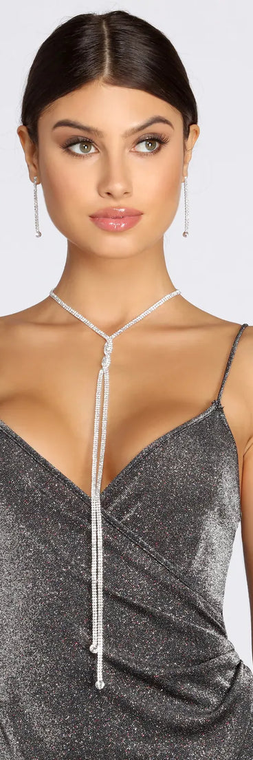A Twist Of Rhine Lariat Necklace Set