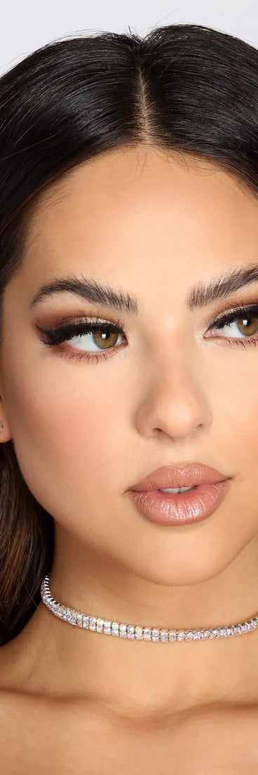 Iridescent Double Rhinestone Choker Set