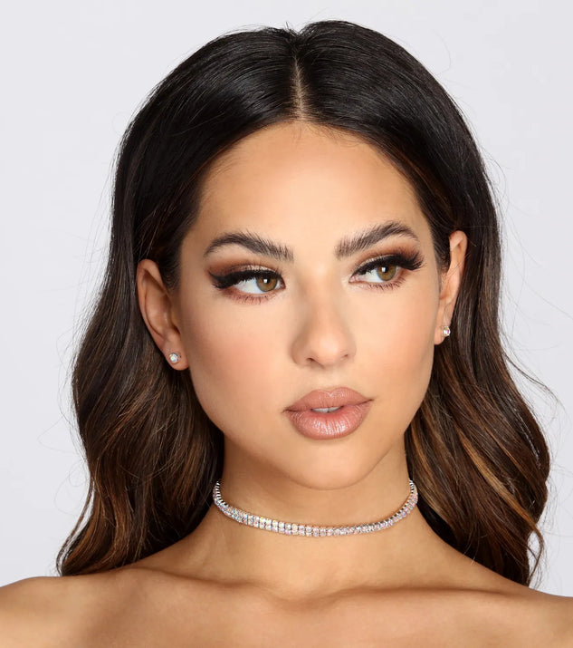 Iridescent Double Rhinestone Choker Set