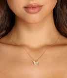 18K Dipped Butterfly Cubic Zirconia Charm Necklace