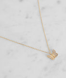 18K Dipped Butterfly Cubic Zirconia Charm Necklace