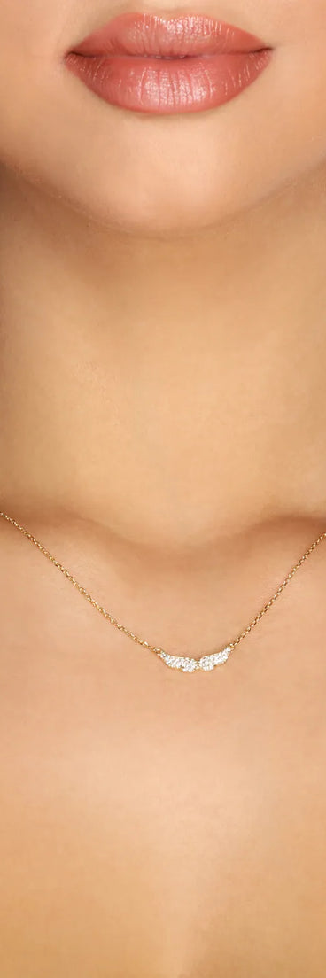 18K Gold Dipped Cubic Zirconia Dainty Wing Necklace