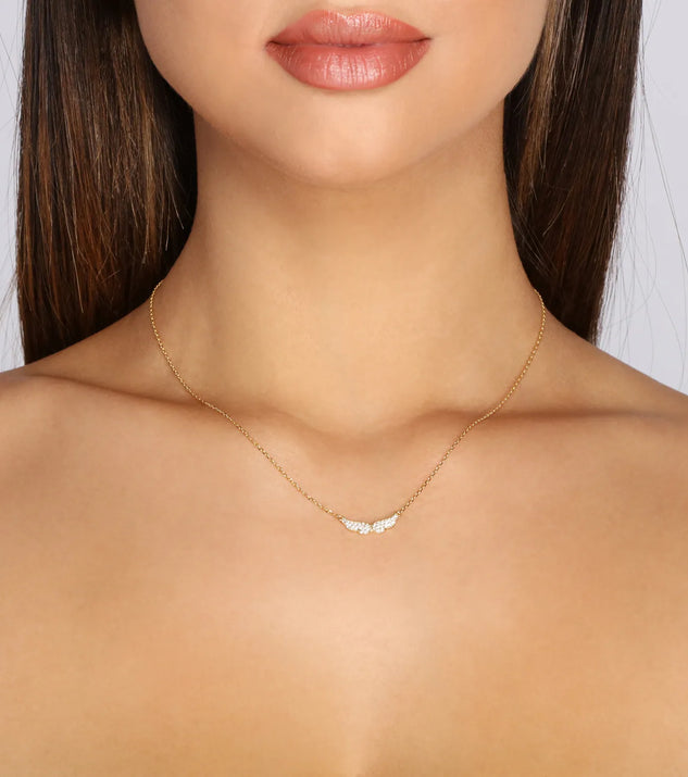 18K Gold Dipped Cubic Zirconia Dainty Wing Necklace