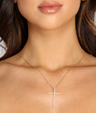Blessed Long Rhinestone Cross Necklace