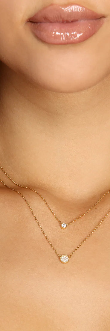 Cubic Zirconia 18K Gold Dipped Mom And Daughter Necklace