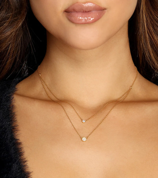 Cubic Zirconia 18K Gold Dipped Mom And Daughter Necklace