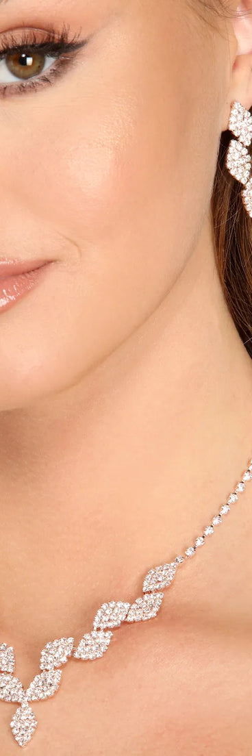 Leafy Lustre Rhinestone Necklace Set