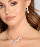 Leafy Lustre Rhinestone Necklace Set
