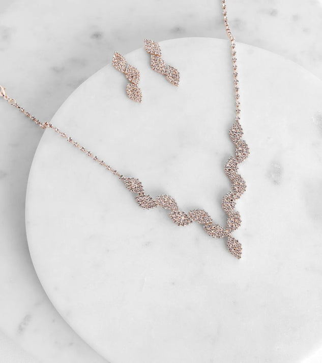 Leafy Lustre Rhinestone Necklace Set