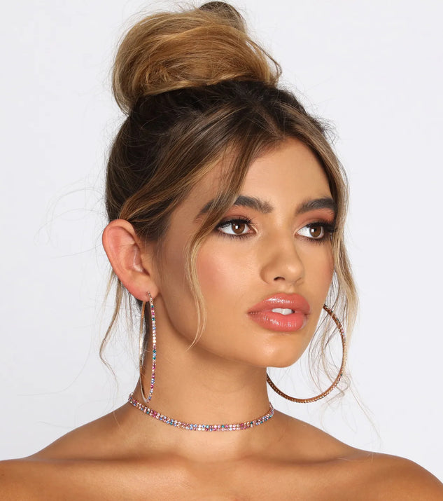 My Vibez Rhinestone Choker Necklace Set