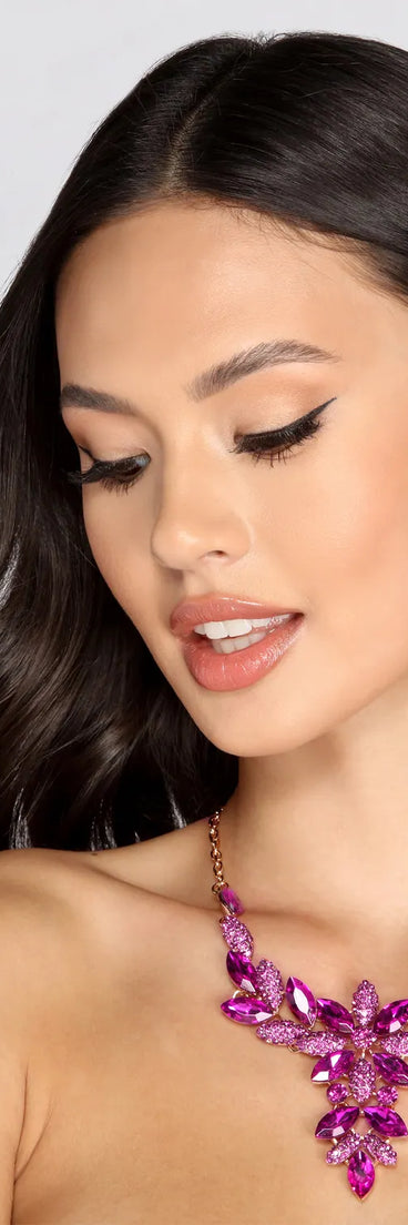 Floral Gemstone Statement Necklace Set