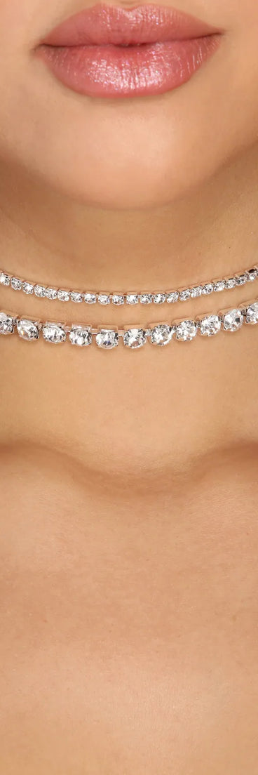 Pull Through Rhinestone Choker Set