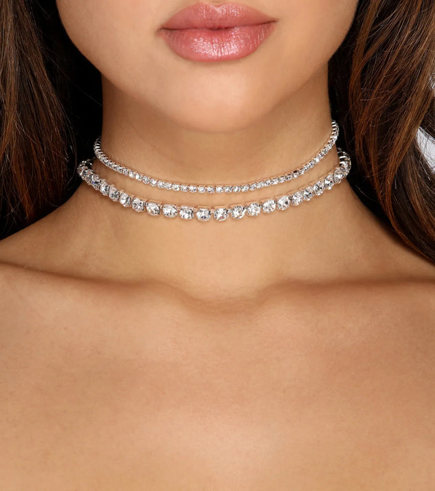 Pull Through Rhinestone Choker Set