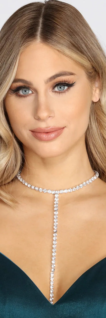 I Like To Be Extra Rhinestone Choker Lariat