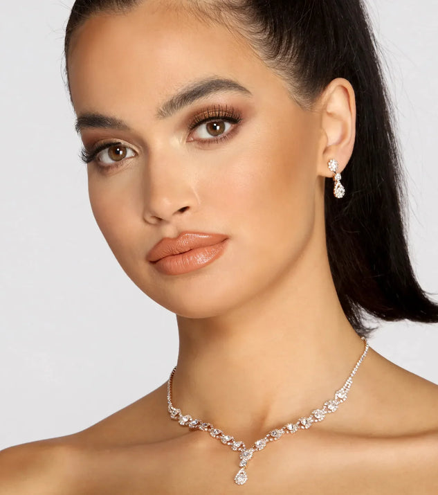 Drops Of Sparkle Rhinestone Necklace Set