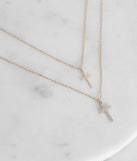 Double Cross Pendant Cubic Zirconia Necklace
