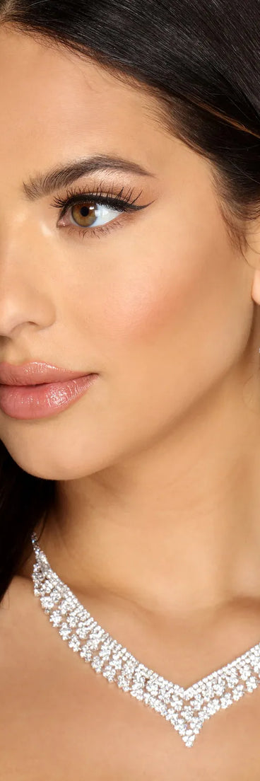 True Love Silver Rhinestone Necklace Set