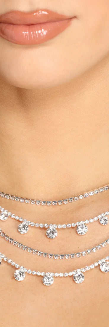 Gleaming Wanderer Rhinestone Layered Necklace