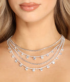 Gleaming Wanderer Rhinestone Layered Necklace