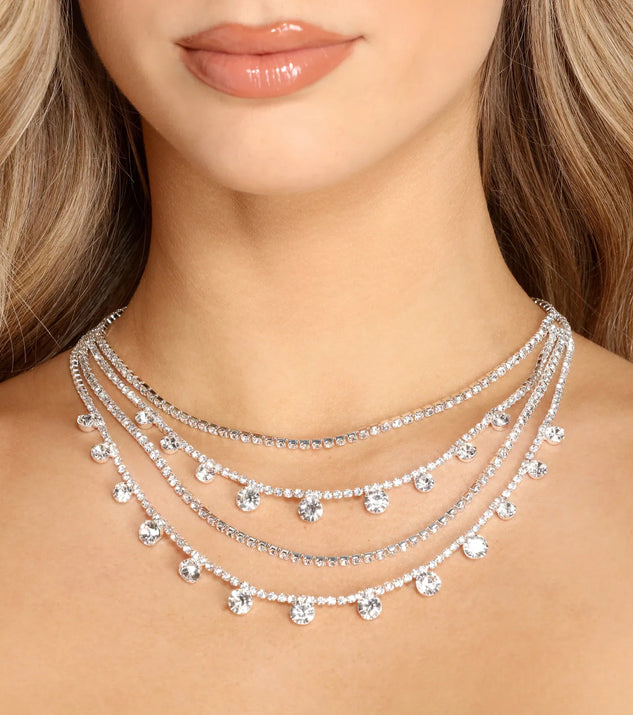 Gleaming Wanderer Rhinestone Layered Necklace