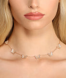 Social Butterfly Rhinestone Choker Necklace