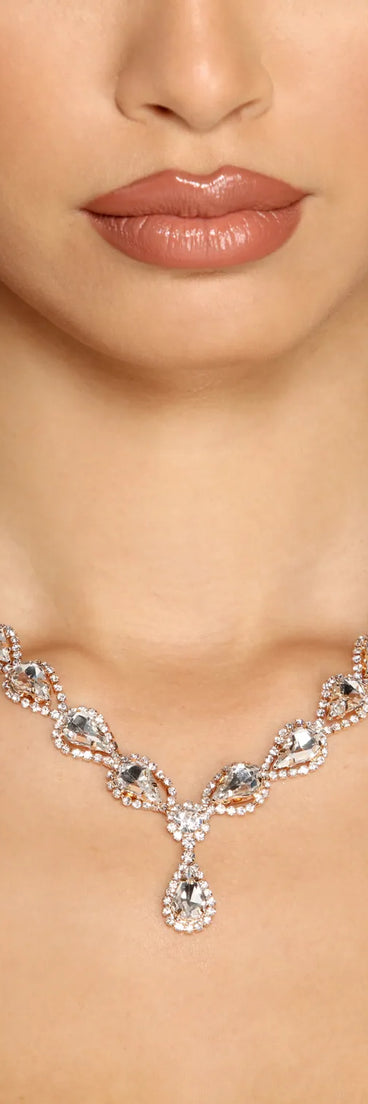 Radiant Beauty Rhinestone Necklace And Earring Set