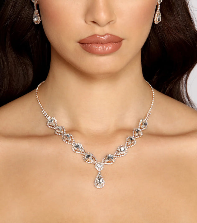 Radiant Beauty Rhinestone Necklace And Earring Set