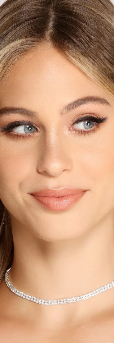 Rhinestone Choker + Hoop Earring Set