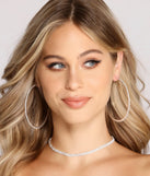 Rhinestone Choker + Hoop Earring Set