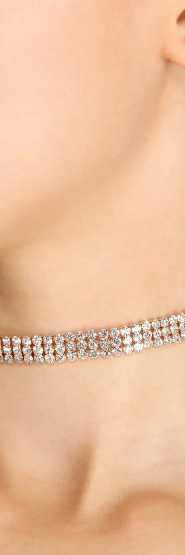 Live for the Moment Rhinestone Choker + Stud Set