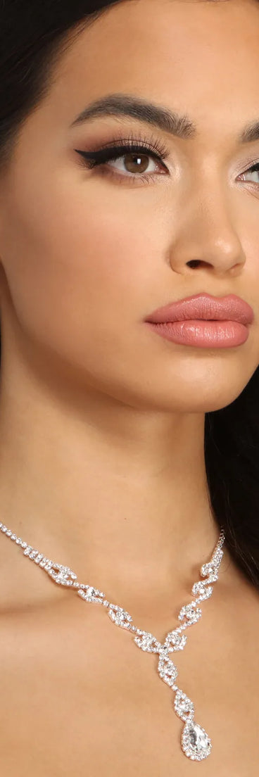 Endless Elegance Rhinestone Necklace + Earring Set