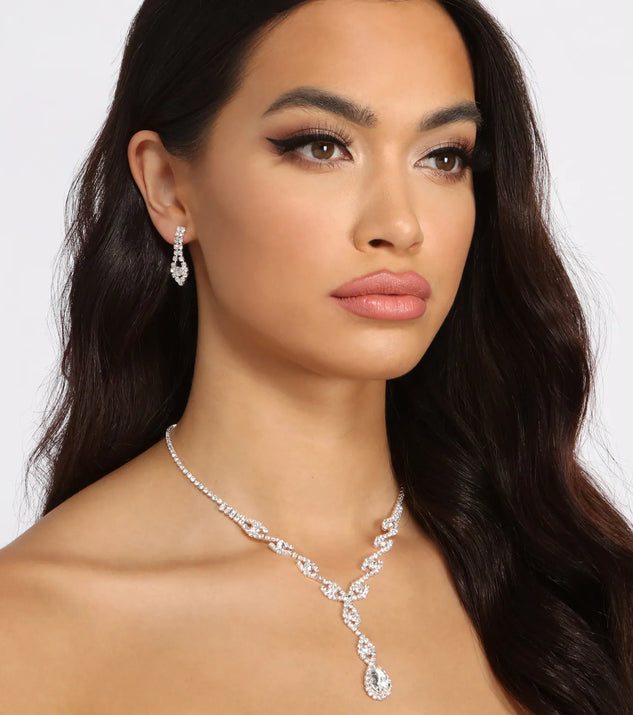 Endless Elegance Rhinestone Necklace + Earring Set
