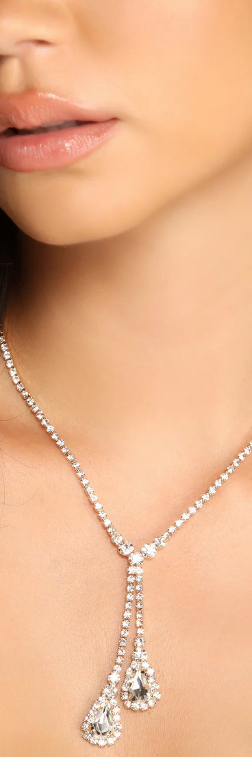 Rhinestone Teardrop Lariat and Duster Set