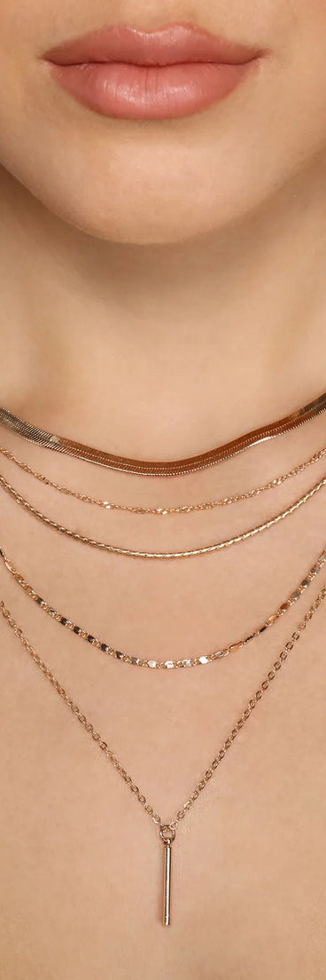 Five Row Layered Chain Link Necklace