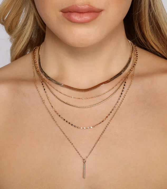 Five Row Layered Chain Link Necklace