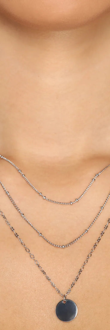 Three Row Layered Charm Necklace