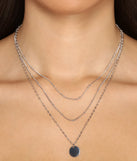 Three Row Layered Charm Necklace